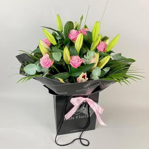 Luxury Pink Rose & Lily Hand Tied
