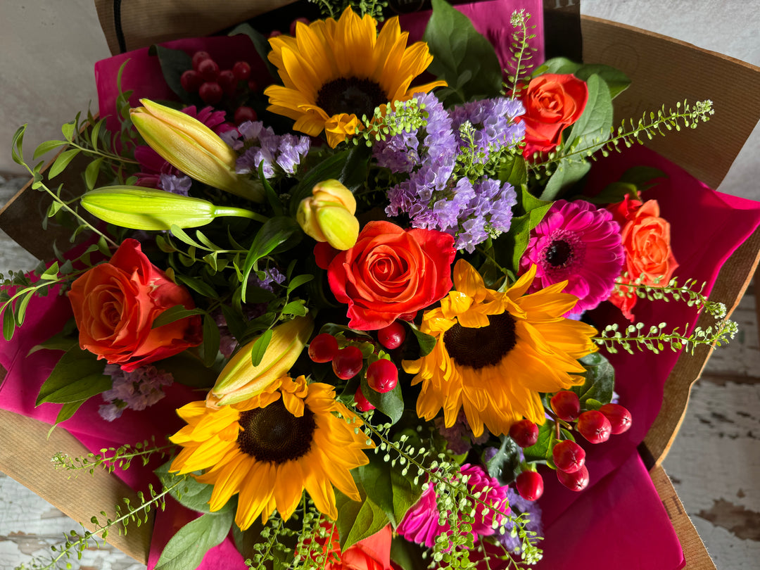 Sizzling Sunflower Hand Tied