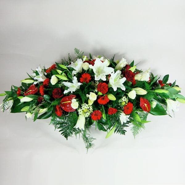 Red &amp; White Coffin Spray